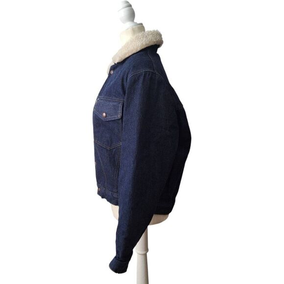 Nelson Men's Blue Denim Vintage Trucker Jacket Sherpa Lined Snap Closure Sz 42 - Picture 6 of 8
